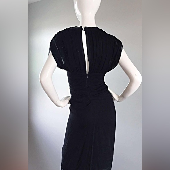 DIANE VON FURSTENBERG SILK CHIFFON DRESS NAVY BLUE GRECIAN DRAPING nwot sz 8 - Picture 11 of 12